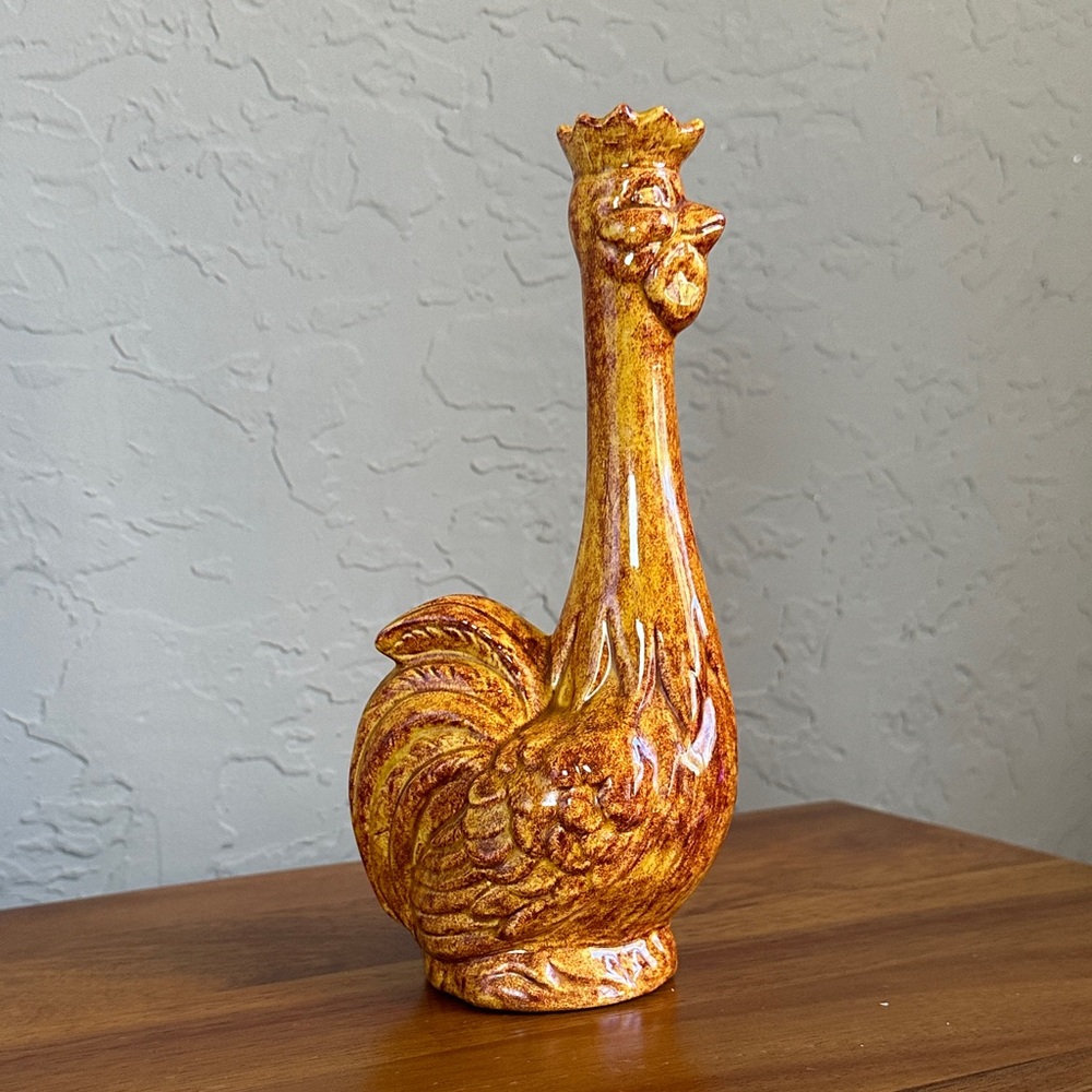 Vintage king rooster,‎ long neck vase cottage core